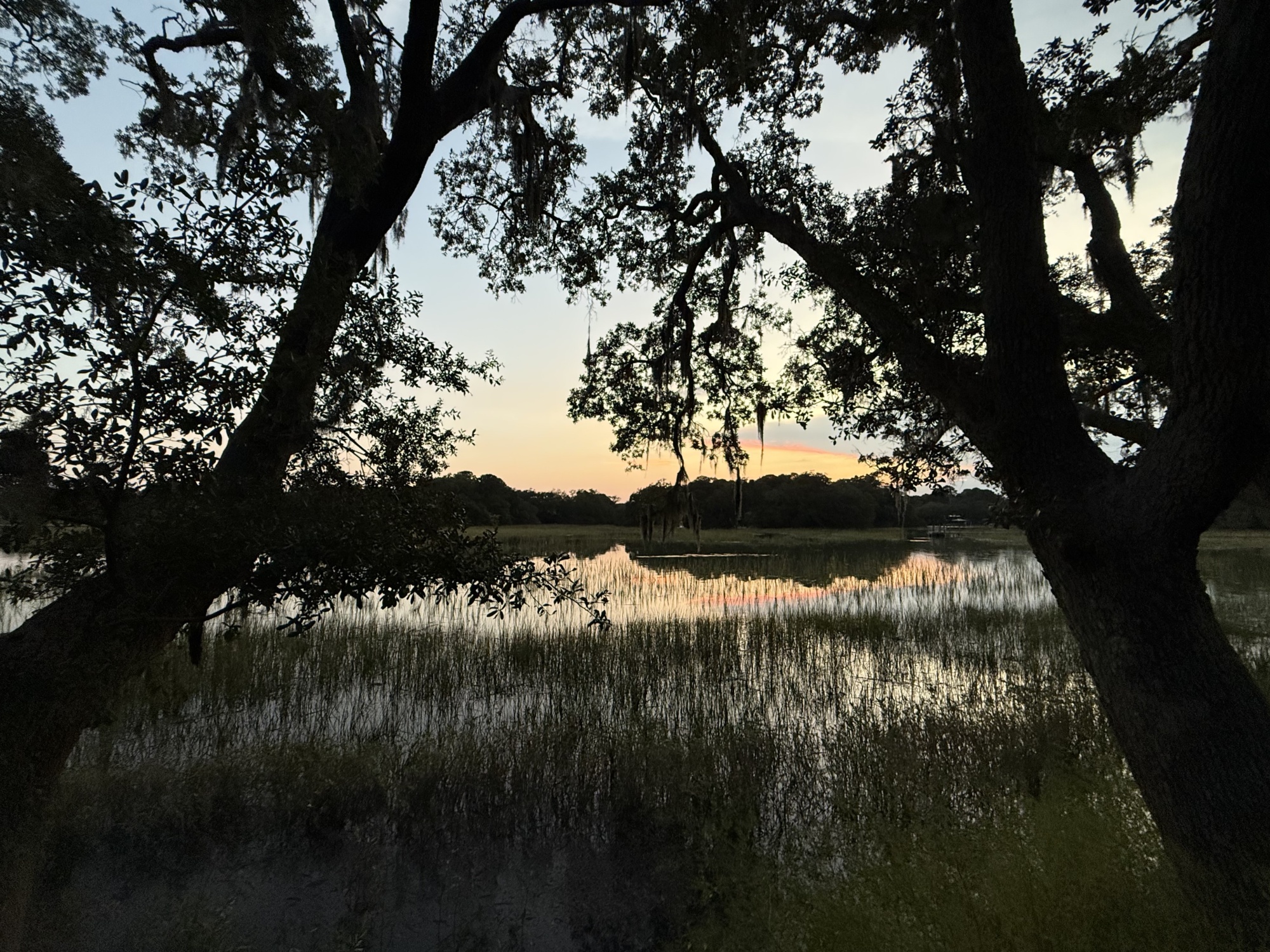 The marsh view at sunset from Mill Point Park