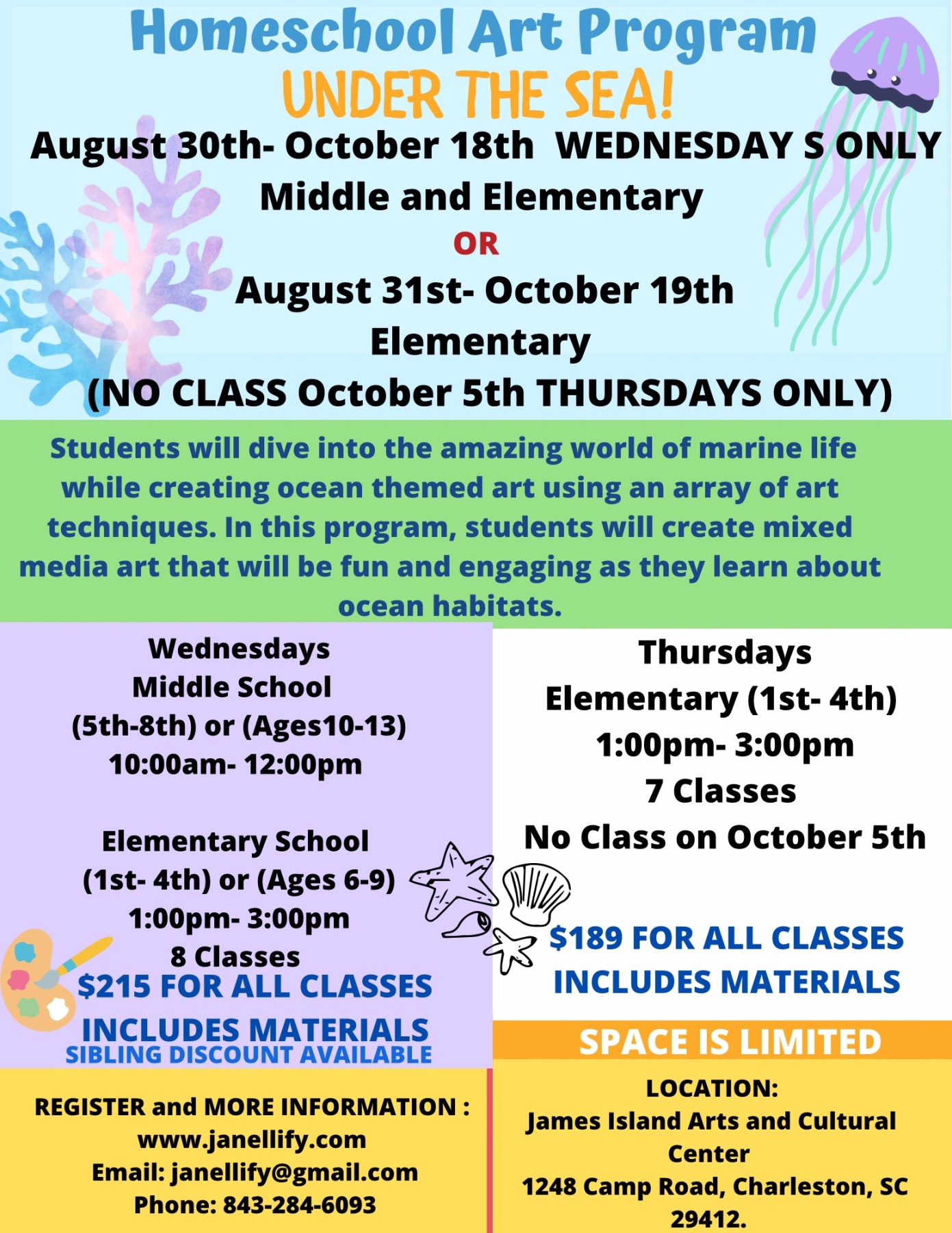 Homeschool Fall classes with Ms. Janelle